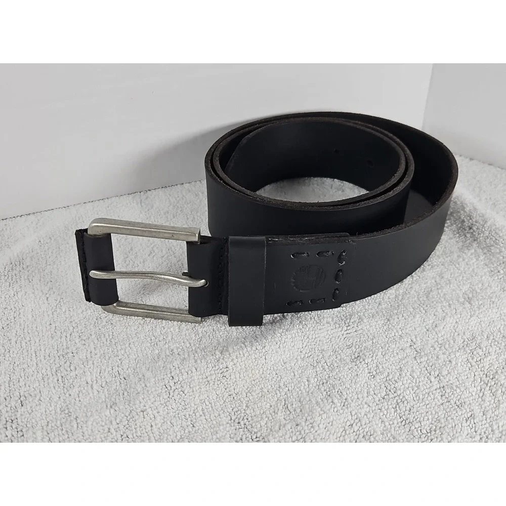 TIMBERLAND Unisex Plain‎ Black Genuine Leather Belt w/ Buckle Size 34 NEW